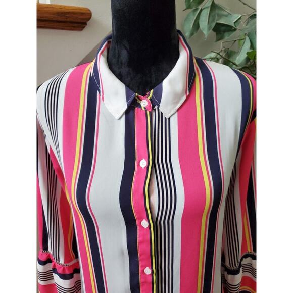 Est. 1946 Women Multicolor Polyester Collared Long Sleeve Button Down Shirt 20W - Picture 3 of 12
